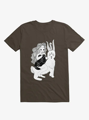 Grimm Reaper Skull Bunny Brown T-Shirt