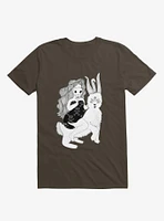 Grimm Reaper Skull Bunny Brown T-Shirt
