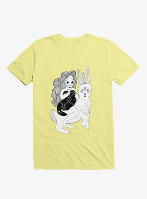 Grimm Reaper Skull Bunny Corn Silk Yellow T-Shirt