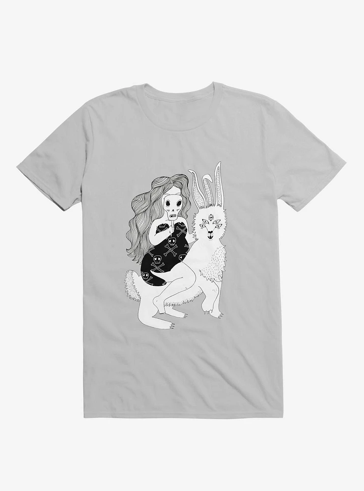 Grimm Reaper Skull Bunny Ice Grey T-Shirt