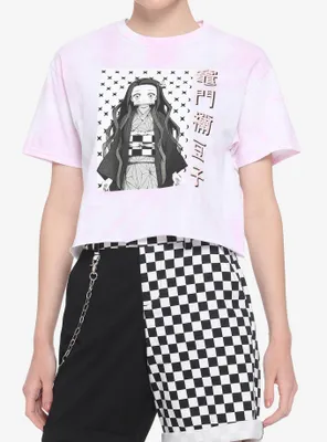 Demon Slayer: Kimetsu No Yaiba Nezuko Tie-Dye Girls Crop T-Shirt