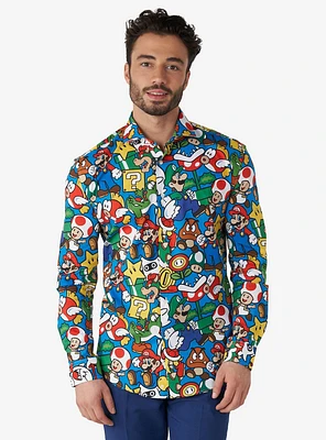 Opposuits Men's Super Mario Bros. Button-Up Shirt