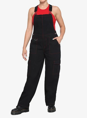 Black & Red Stitch Carpenter Overalls