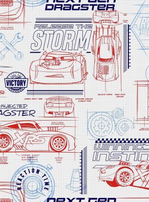 Disney Pixar Cars Red And White Schematic Peel & Stick Wallpaper