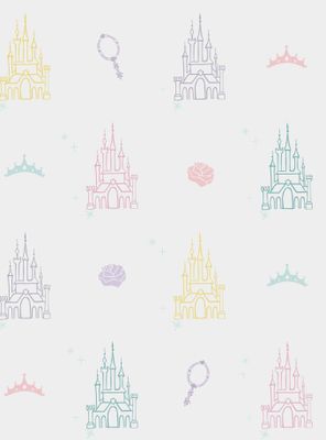 Disney Princesses White And Purple Castle Peel & Stick Wallpaper