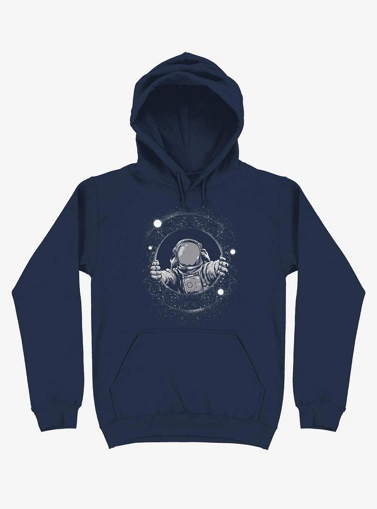 Astronaut Holding Black Hole Navy Blue Hoodie