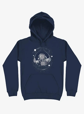 Astronaut Holding Black Hole Navy Blue Hoodie