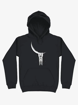 Astronaut Holding On To Moon Black Hoodie