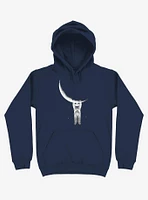 Astronaut Holding On To Moon Navy Blue Hoodie