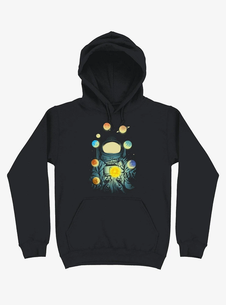 Astronaut Juggling Planets Black Hoodie