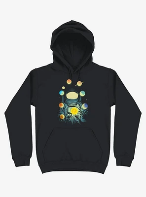 Astronaut Juggling Planets Black Hoodie