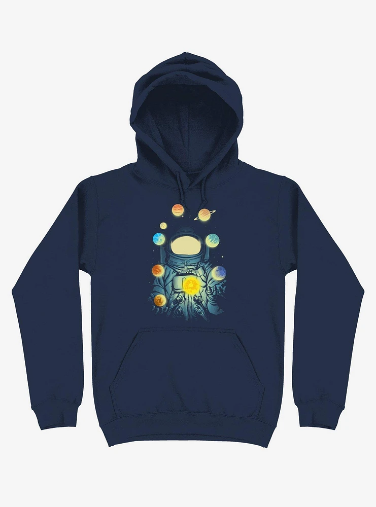 Astronaut Juggling Planets Navy Blue Hoodie