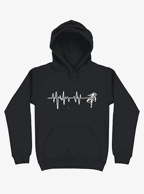 Astronaut Space Heartbeat Black Hoodie