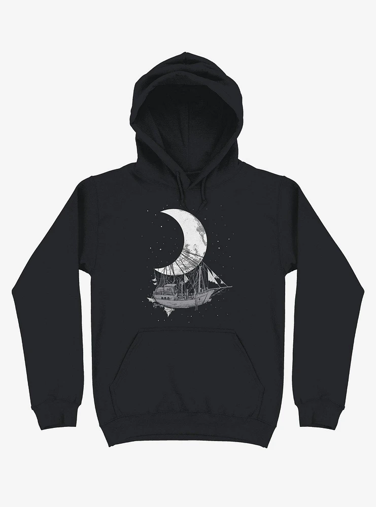 Ship Capturing Moon Black Hoodie