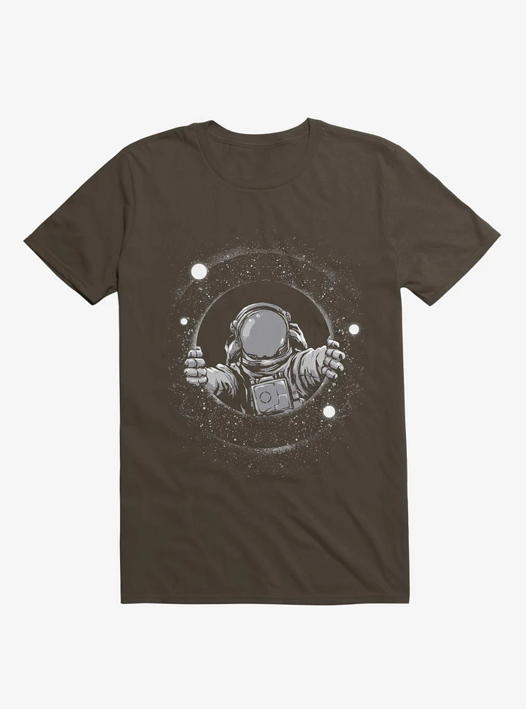 Astronaut Holding Black Hole Brown T-Shirt