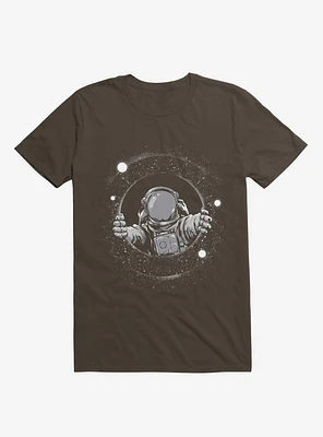 Astronaut Holding Black Hole Brown T-Shirt
