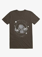Astronaut Holding Black Hole Brown T-Shirt