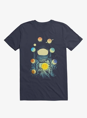 Astronaut Juggling Planets Navy Blue T-Shirt