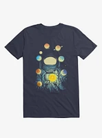 Astronaut Juggling Planets Navy Blue T-Shirt