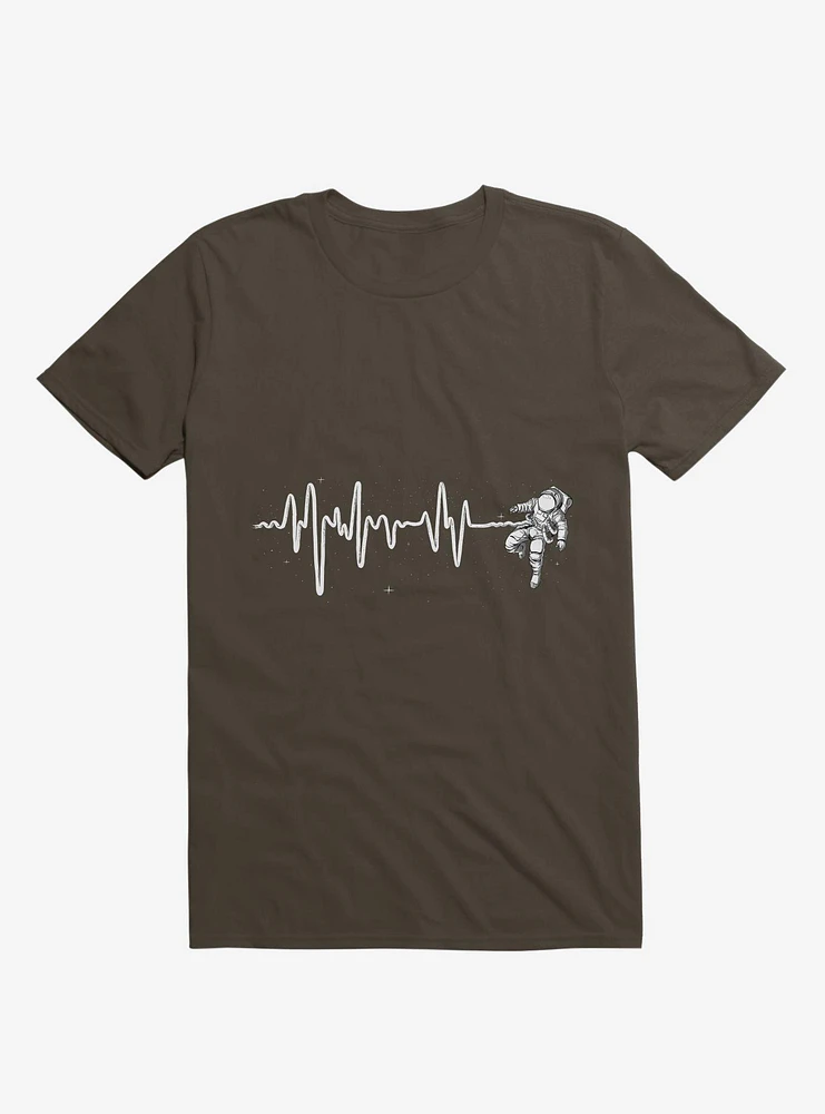 Astronaut Space Heartbeat Brown T-Shirt