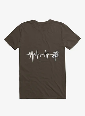 Astronaut Space Heartbeat Brown T-Shirt