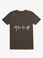 Astronaut Space Heartbeat Brown T-Shirt
