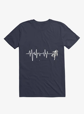 Astronaut Space Heartbeat Navy Blue T-Shirt