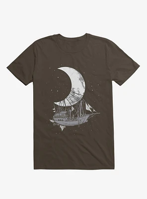 Ship Capturing Moon Brown T-Shirt