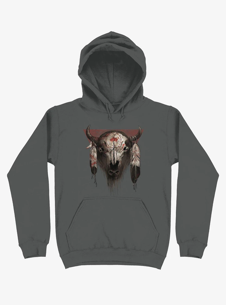 Tatanka Bison Head Charcoal Grey Hoodie