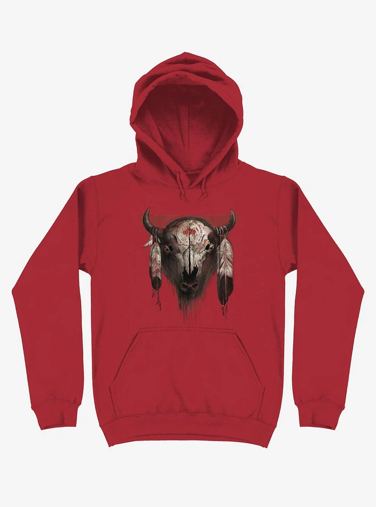 Tatanka Bison Head Red Hoodie