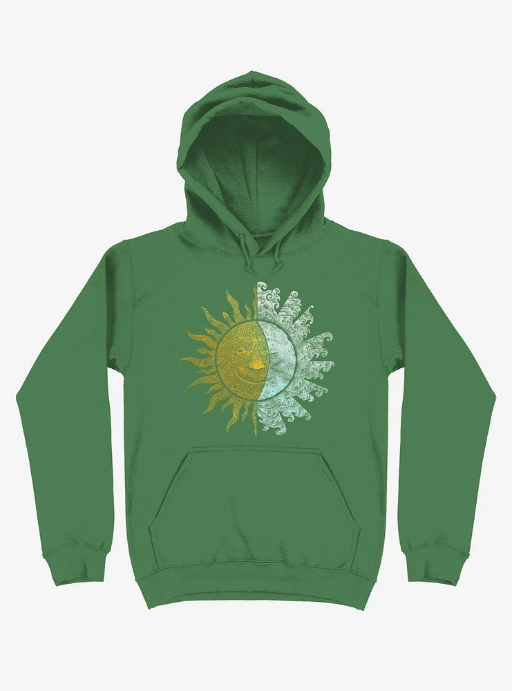 Sun And Moon Art Irish Green Hoodie