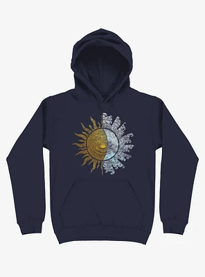 Sun And Moon Art Navy Blue Hoodie