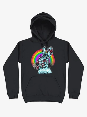 Zombie Blood Rainbow Rabbit Black Hoodie