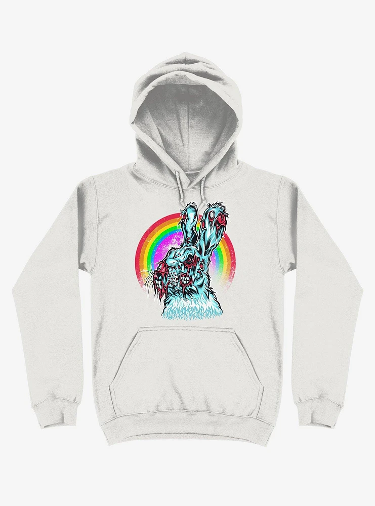 Zombie Blood Rainbow Rabbit White Hoodie