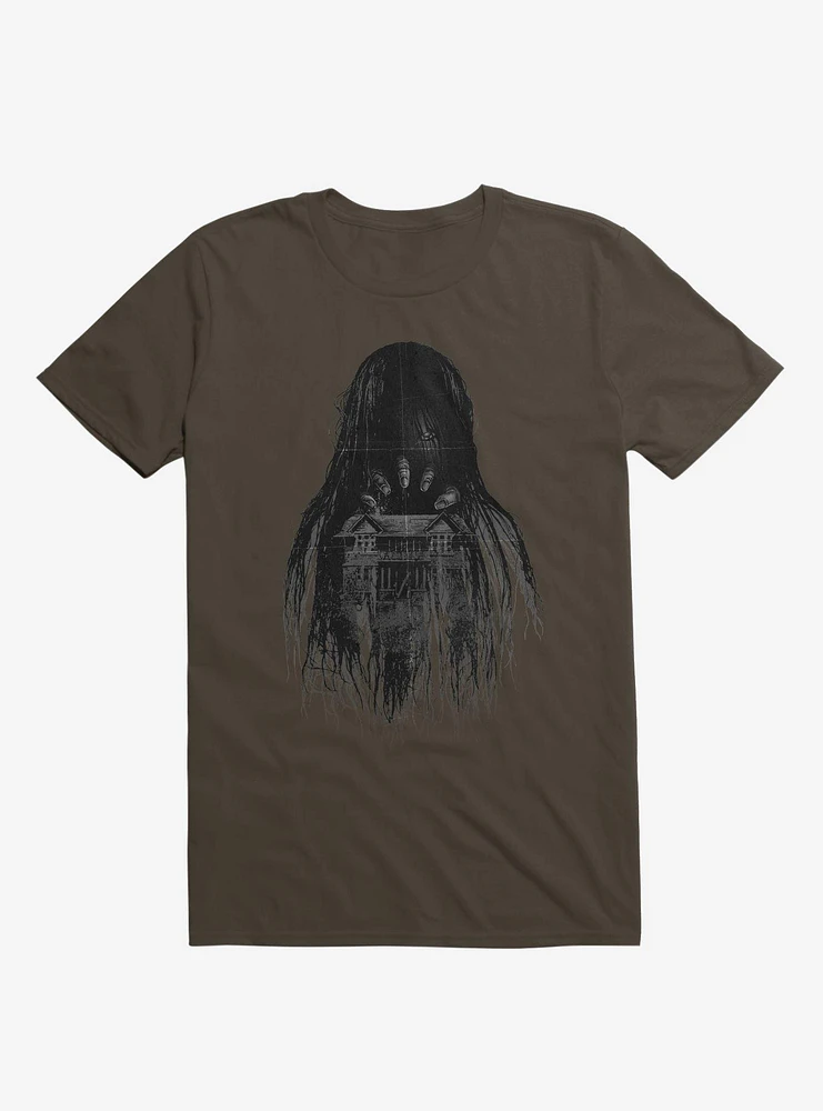 Long Horror Haunted House Hair Brown T-Shirt
