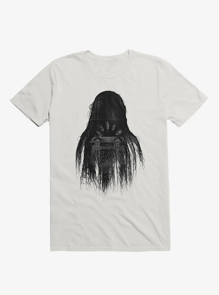 Long Horror Haunted House Hair White T-Shirt