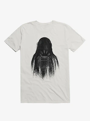 Long Horror Haunted House Hair White T-Shirt