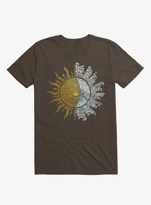 Sun And Moon Art Brown T-Shirt