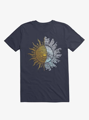 Sun And Moon Art Navy Blue T-Shirt