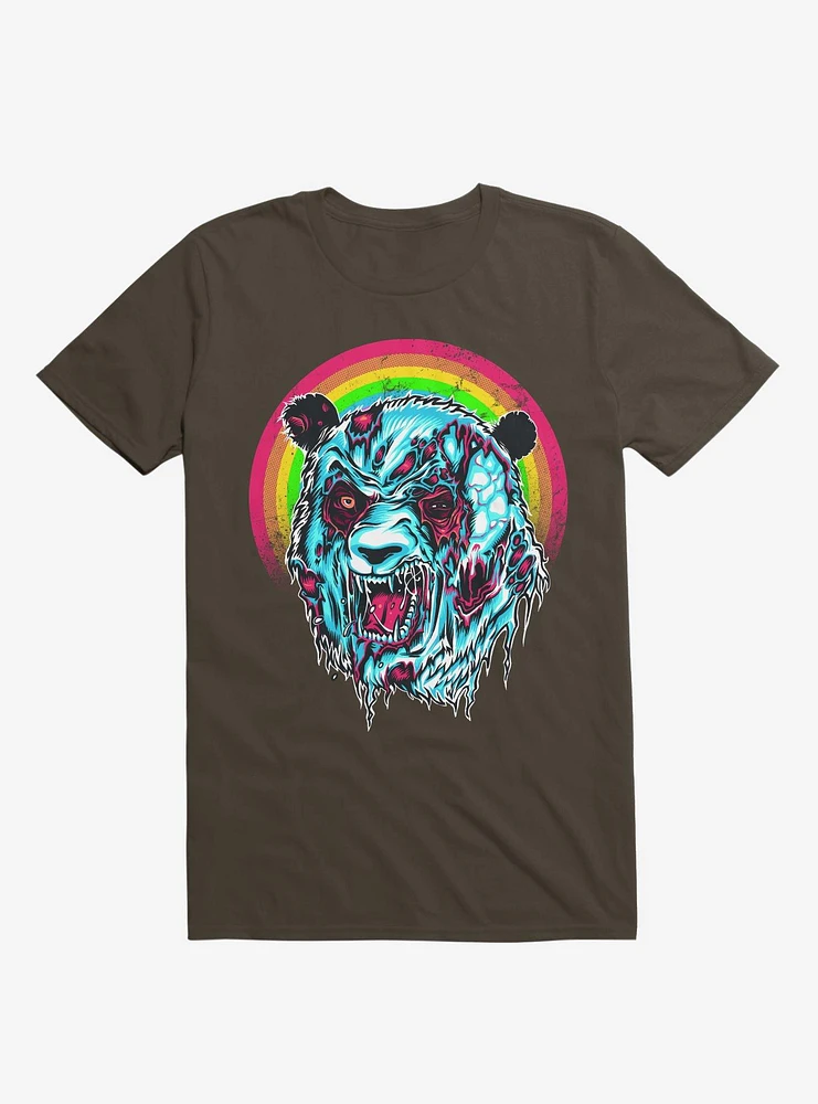 Zombie Blood Rainbow Panda Brown T-Shirt