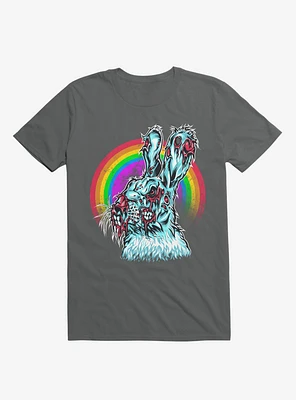 Zombie Blood Rainbow Rabbit Charcoal Grey T-Shirt