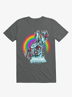 Zombie Blood Rainbow Rabbit Charcoal Grey T-Shirt