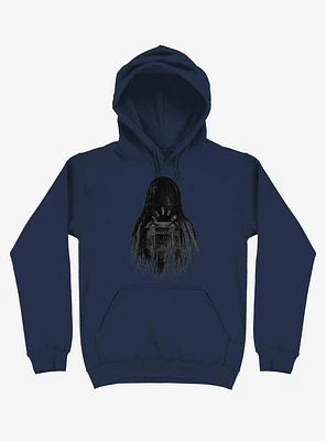 Long Horror Haunted House Hair Navy Blue Hoodie