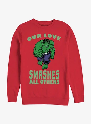 Marvel The Hulk Smashing Love Crew Sweatshirt