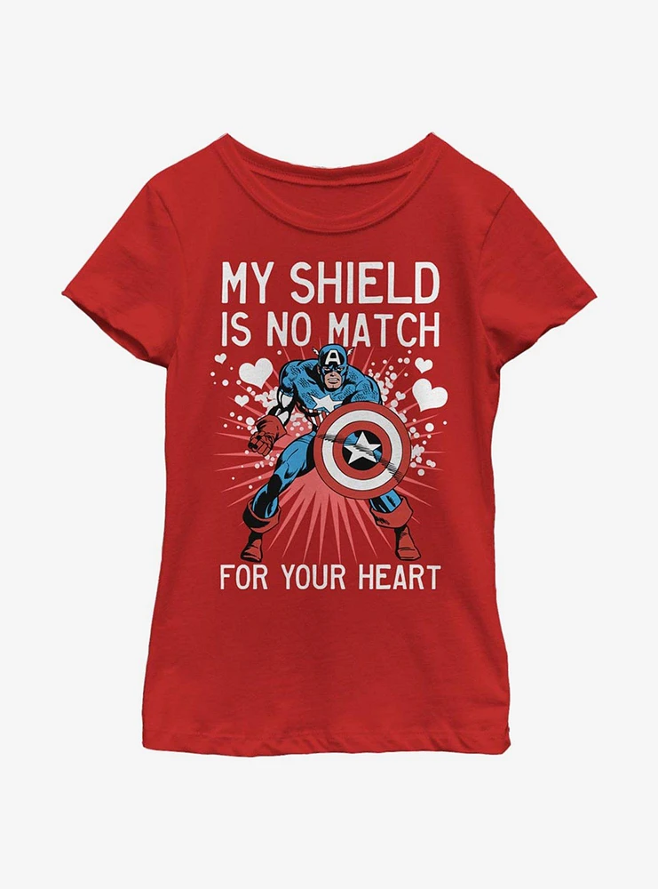 Marvel Captain America Heart Shield Youth Girls T-Shirt