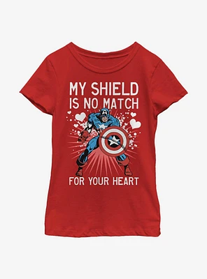 Marvel Captain America Heart Shield Youth Girls T-Shirt