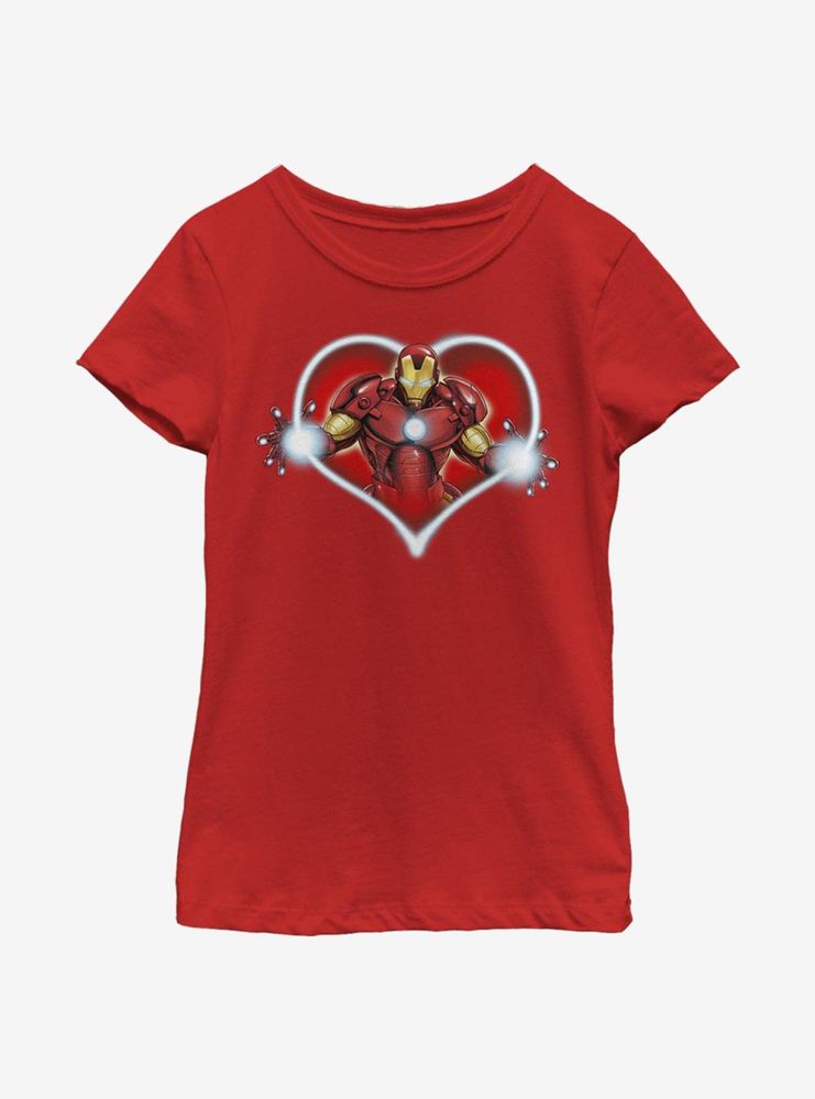 Marvel Iron Man Heart Blast Youth Girls T-Shirt