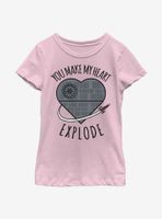 Star Wars Heart Explode Death Youth Girls T-Shirt