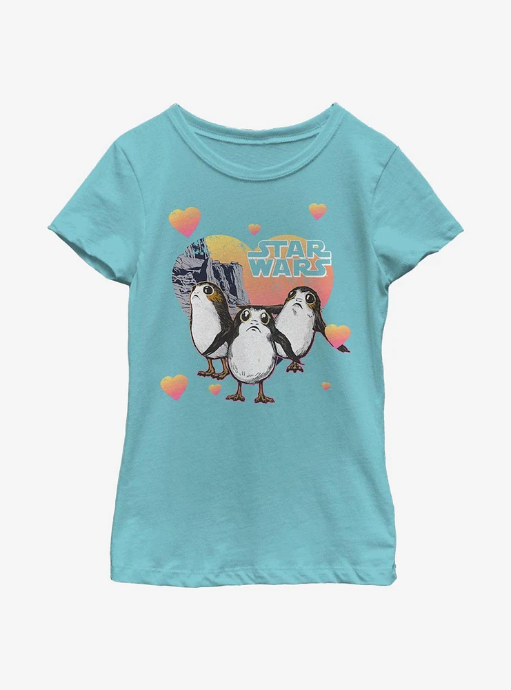 Star Wars Porg Hearts Youth Girls T-Shirt