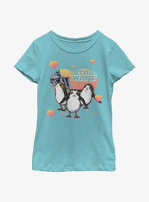 Star Wars Porg Hearts Youth Girls T-Shirt
